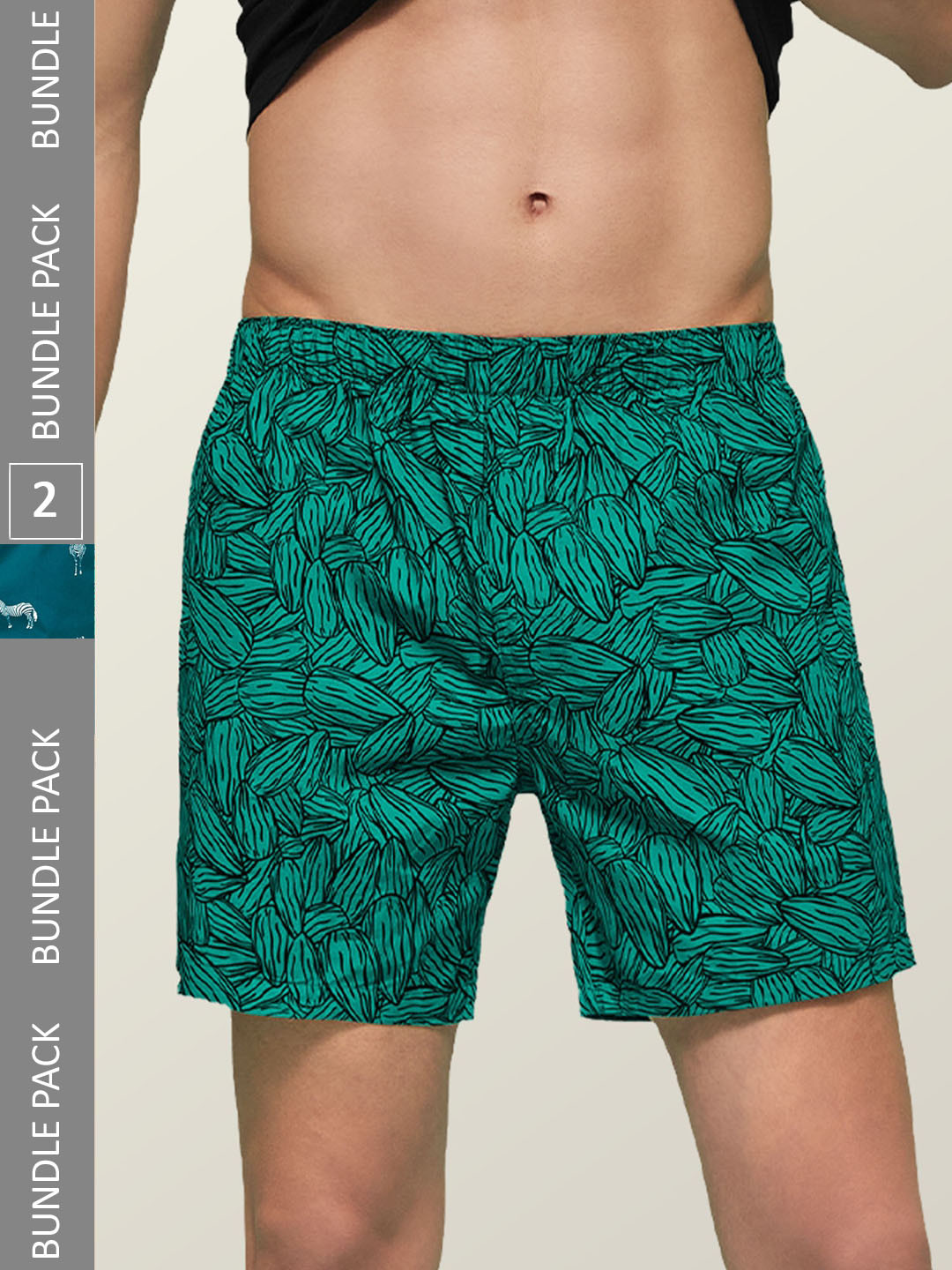 

XYXX Men's Pack of 2 Remix IntelliEaze Super Combed Cotton Boxers, Green