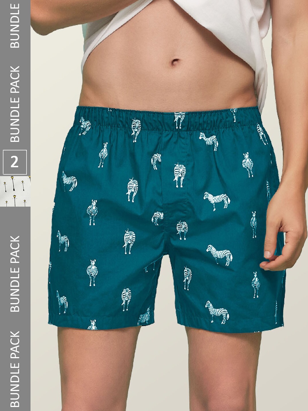 

XYXX Pack Of 2 Remix IntelliEaze Printed Lightweight Cotton Boxers XYBOX2PCKN65, Teal