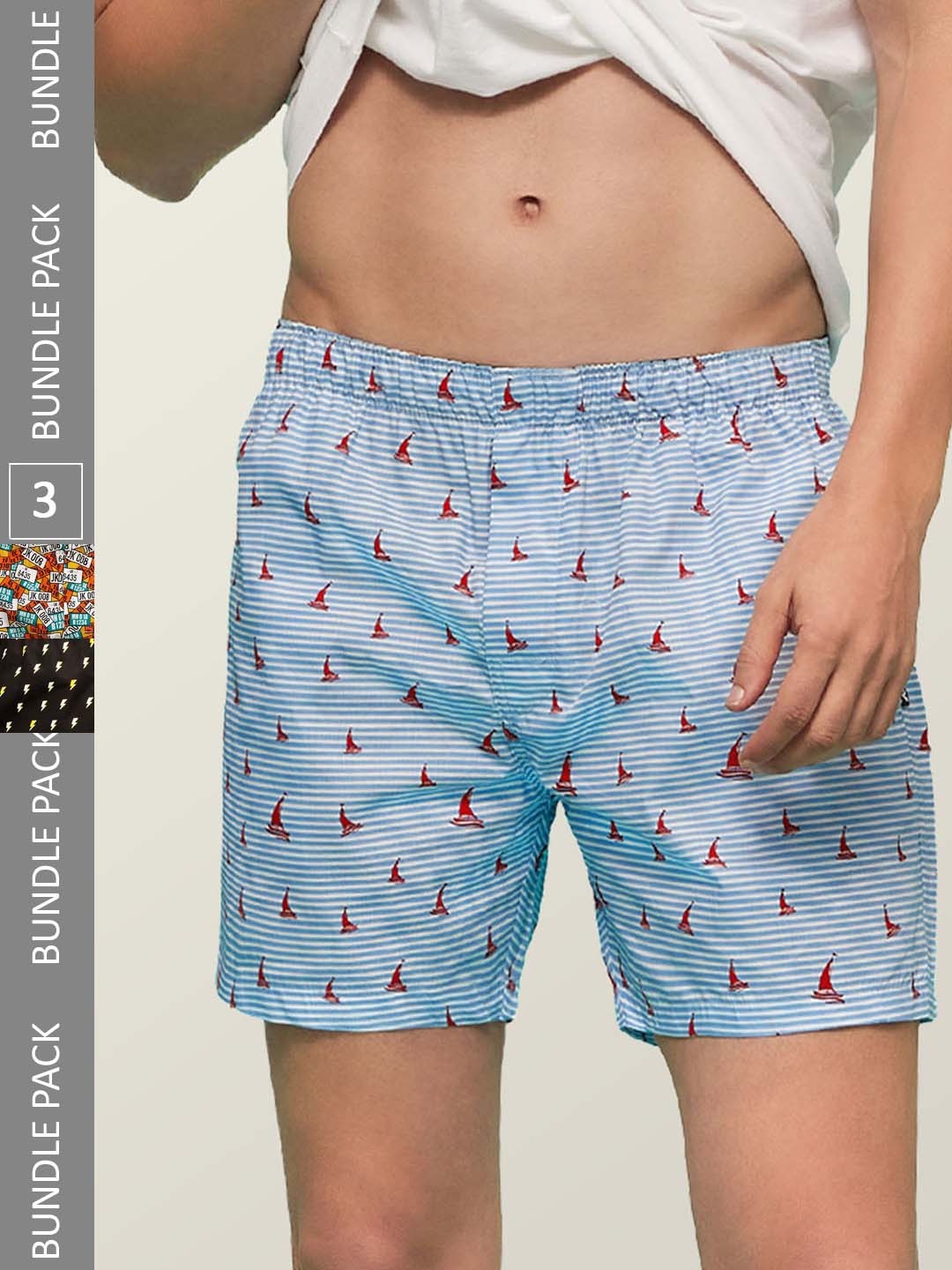 

XYXX Men's Pack of 3 Remix IntelliEaze Super Combed Cotton Boxers XYBOX3PCKN125_, Blue