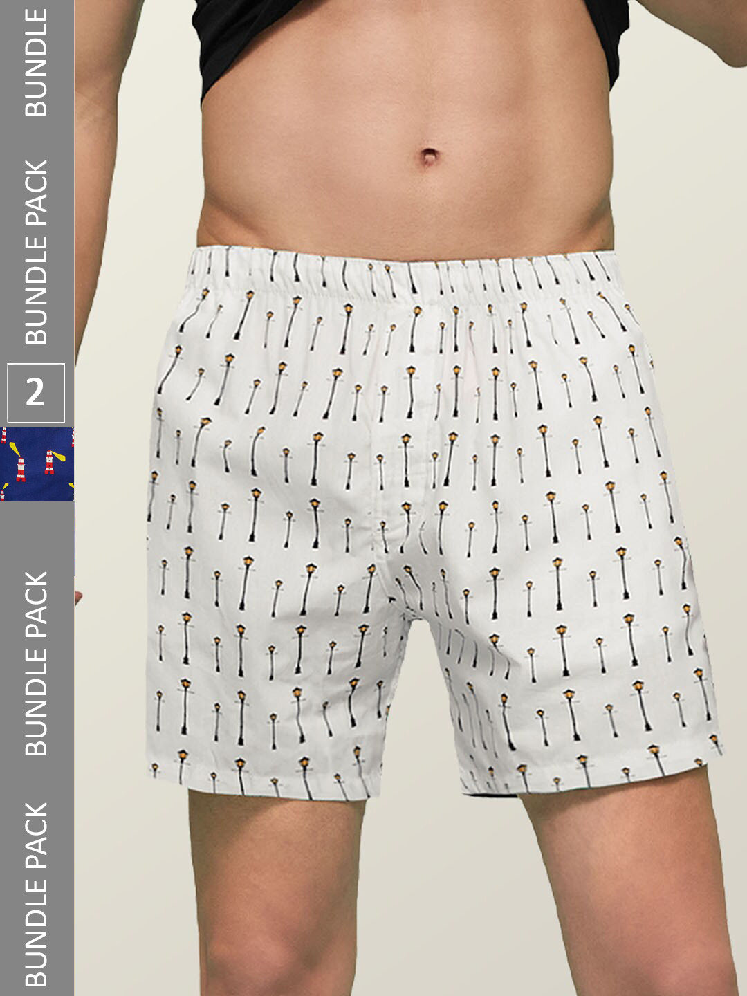 

XYXX Men Pack of 2 Remix IntelliEaze Super Combed Cotton Boxers XYBOX2PCKN83, White