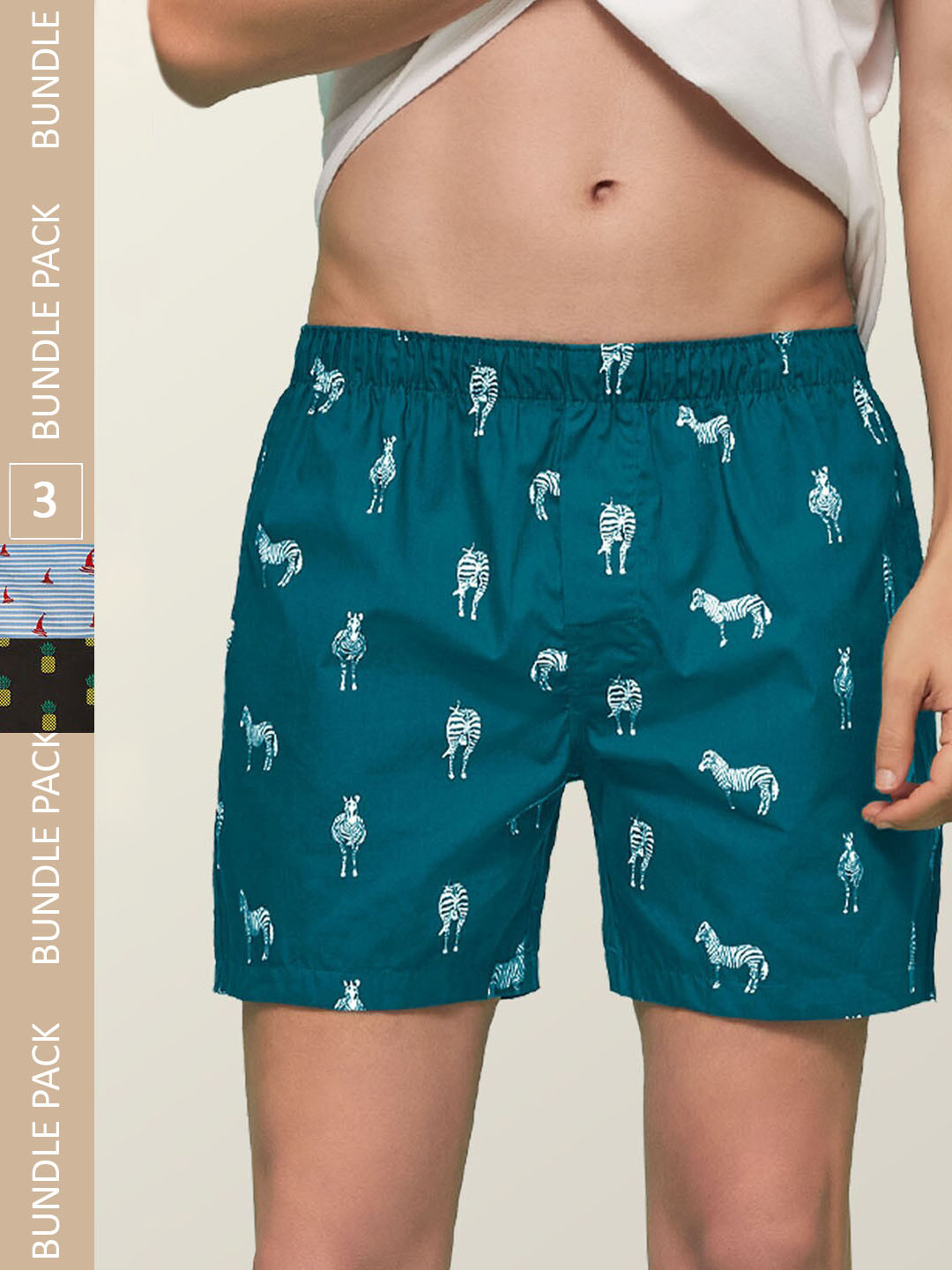 

XYXX Men's Pack of 3 Remix IntelliEaze Super Combed Cotton Boxers, Teal