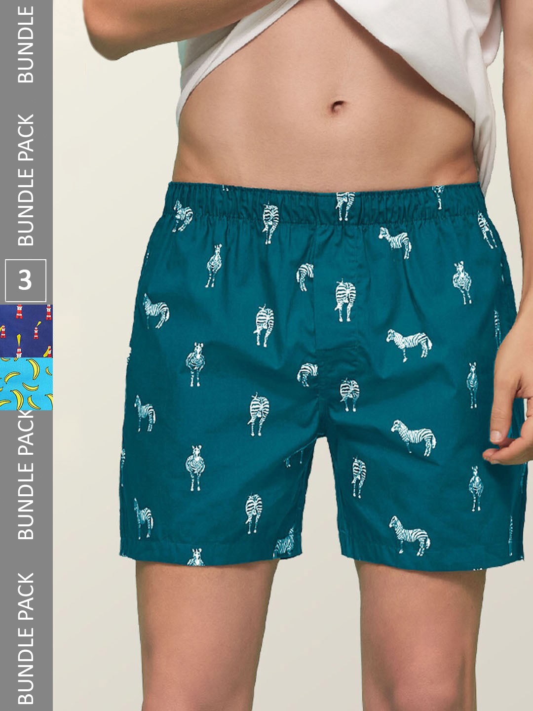 

XYXX Pack Of 3 Printed Remix IntelliEaze Light weight Cotton Boxers XYBOX3PCKN128_, Navy blue