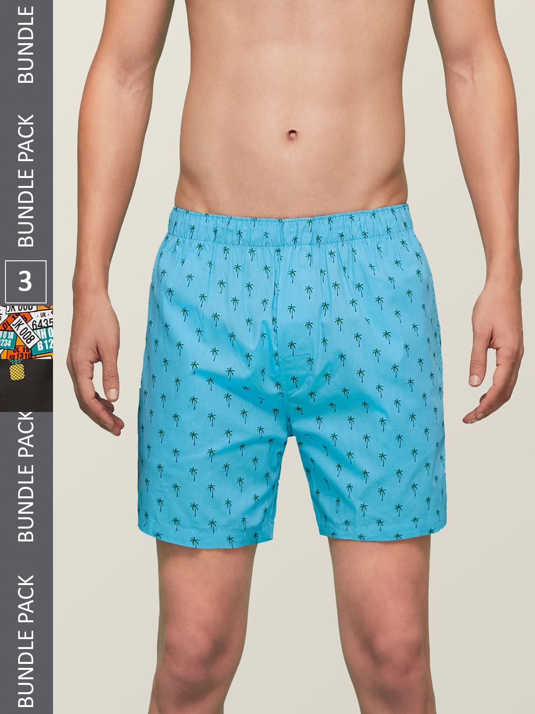 

XYXX Men's Pack of 3 Remix IntelliEaze Super Combed Cotton Boxers, Blue