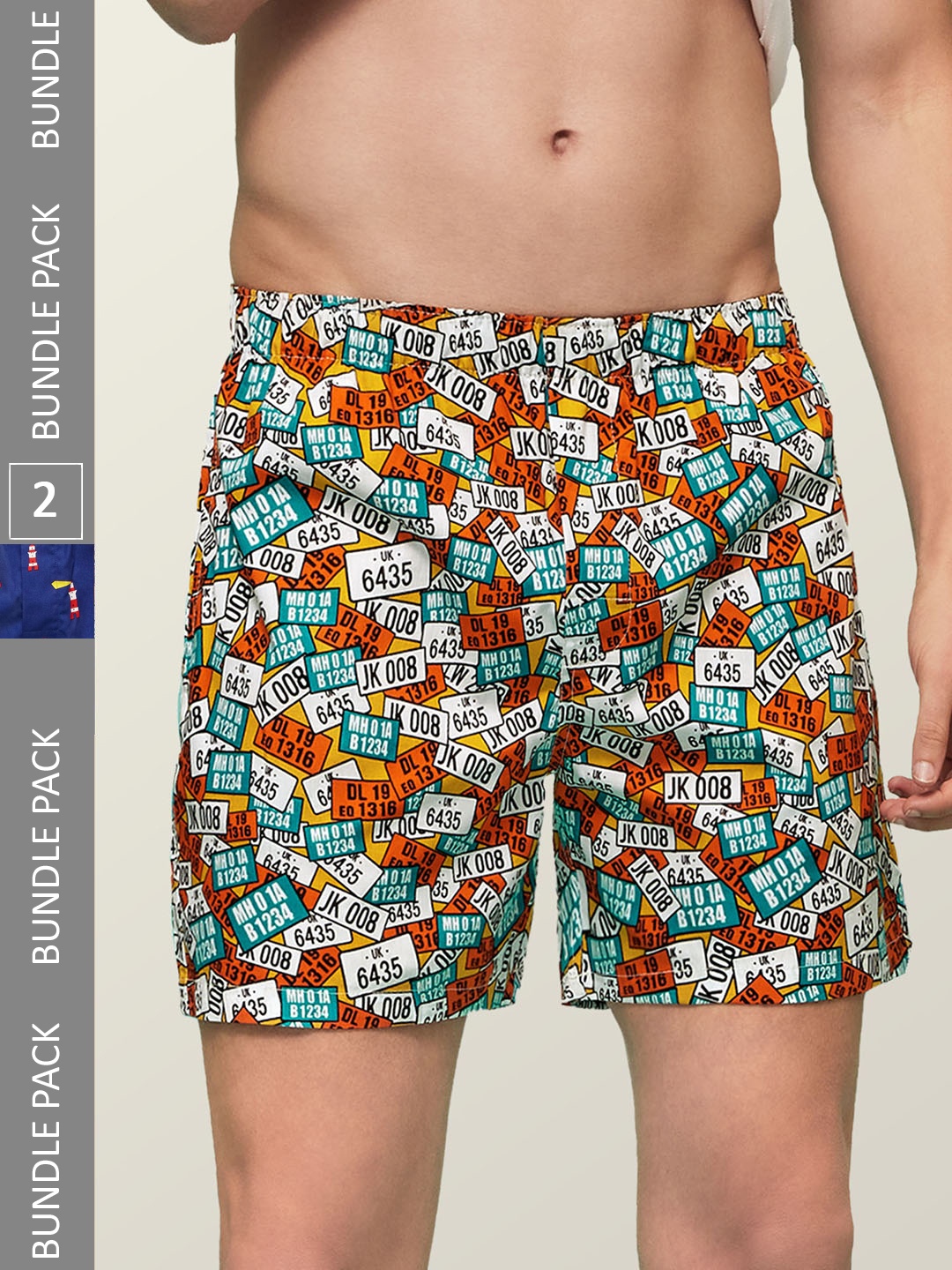 

XYXX Pack Of 2 Printed Remix IntelliEaze Light weight Cotton Boxers XYBOX2PCKN158_, Navy blue