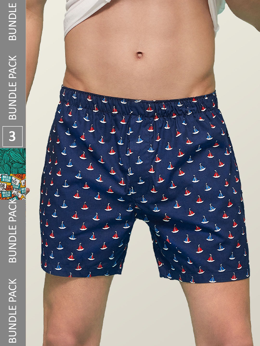 

XYXX Men Pack of 3 Remix IntelliEaze Super Combed Cotton Boxers, Blue