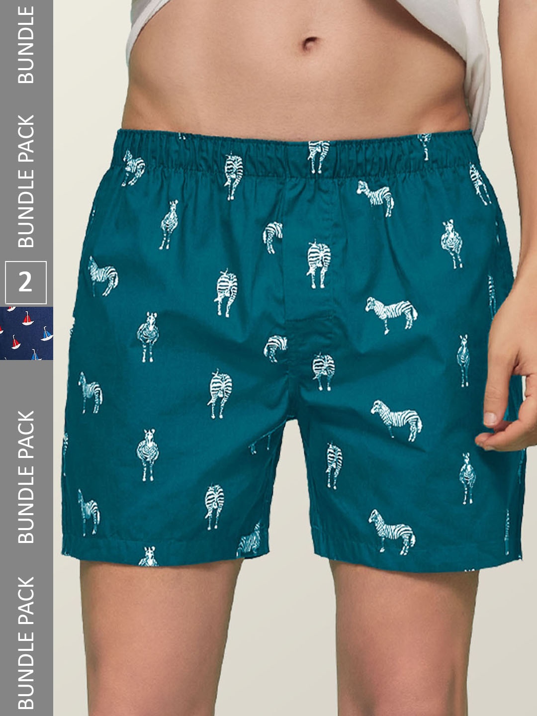 

XYXX Men's Pack of 2 Remix IntelliEaze Super Combed Cotton Boxers, Blue