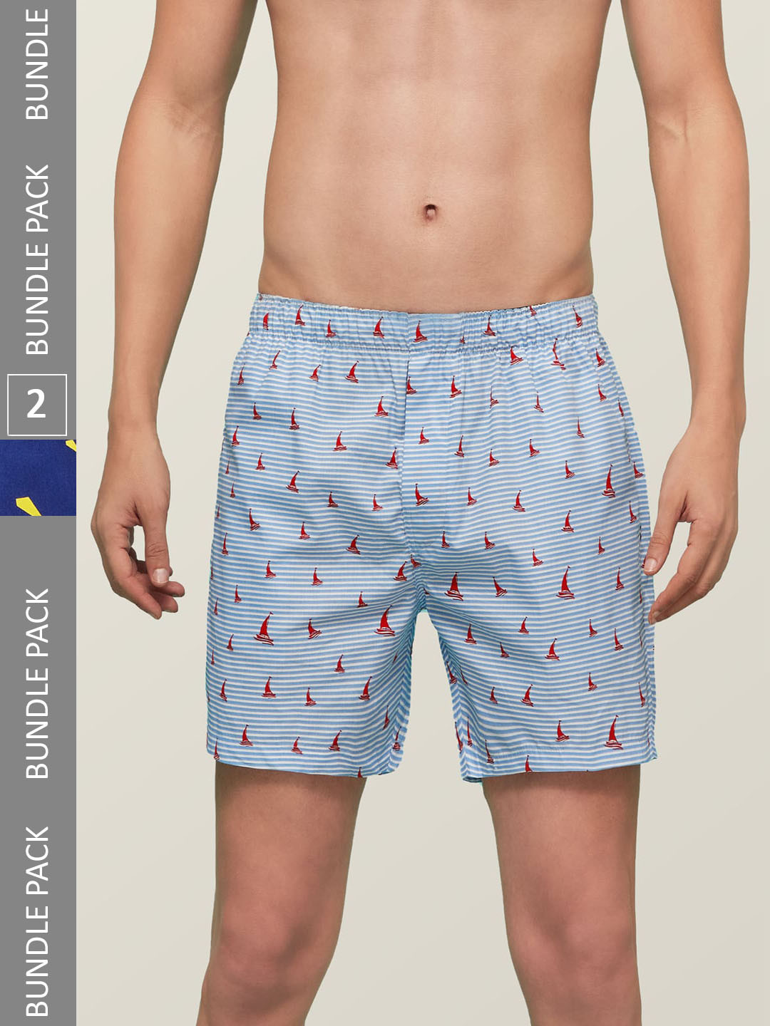 

XYXX Men Pack of 2 Remix IntelliEaze Anti-Microbial Printed Cotton Boxers XYBOX2PCKN150_, Blue
