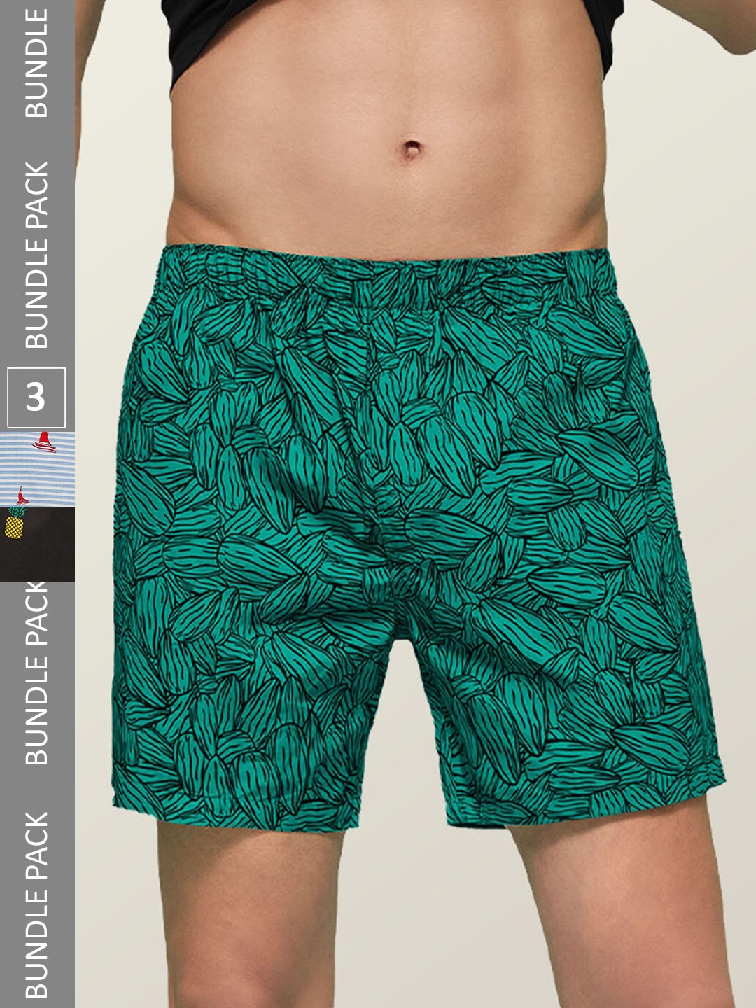 

XYXX Pack of 3 Remix IntelliEaze Super Combed Cotton Boxers, Blue