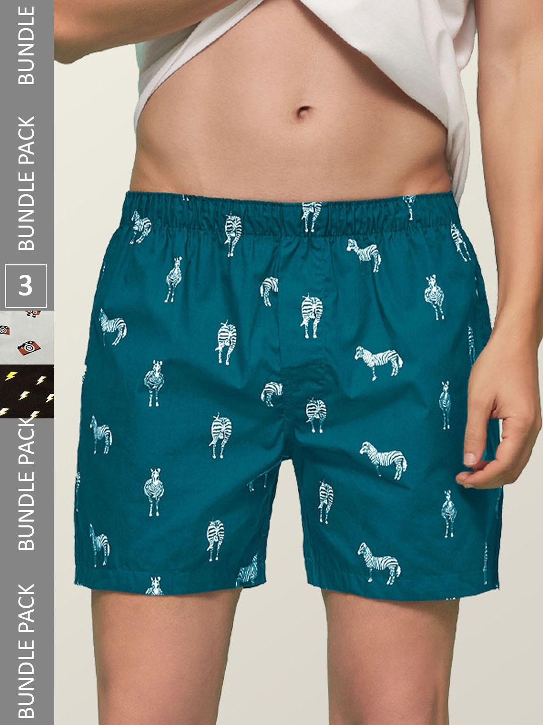 

XYXX Men's Pack of 3 Remix IntelliEaze Super Combed Cotton Boxers, Green