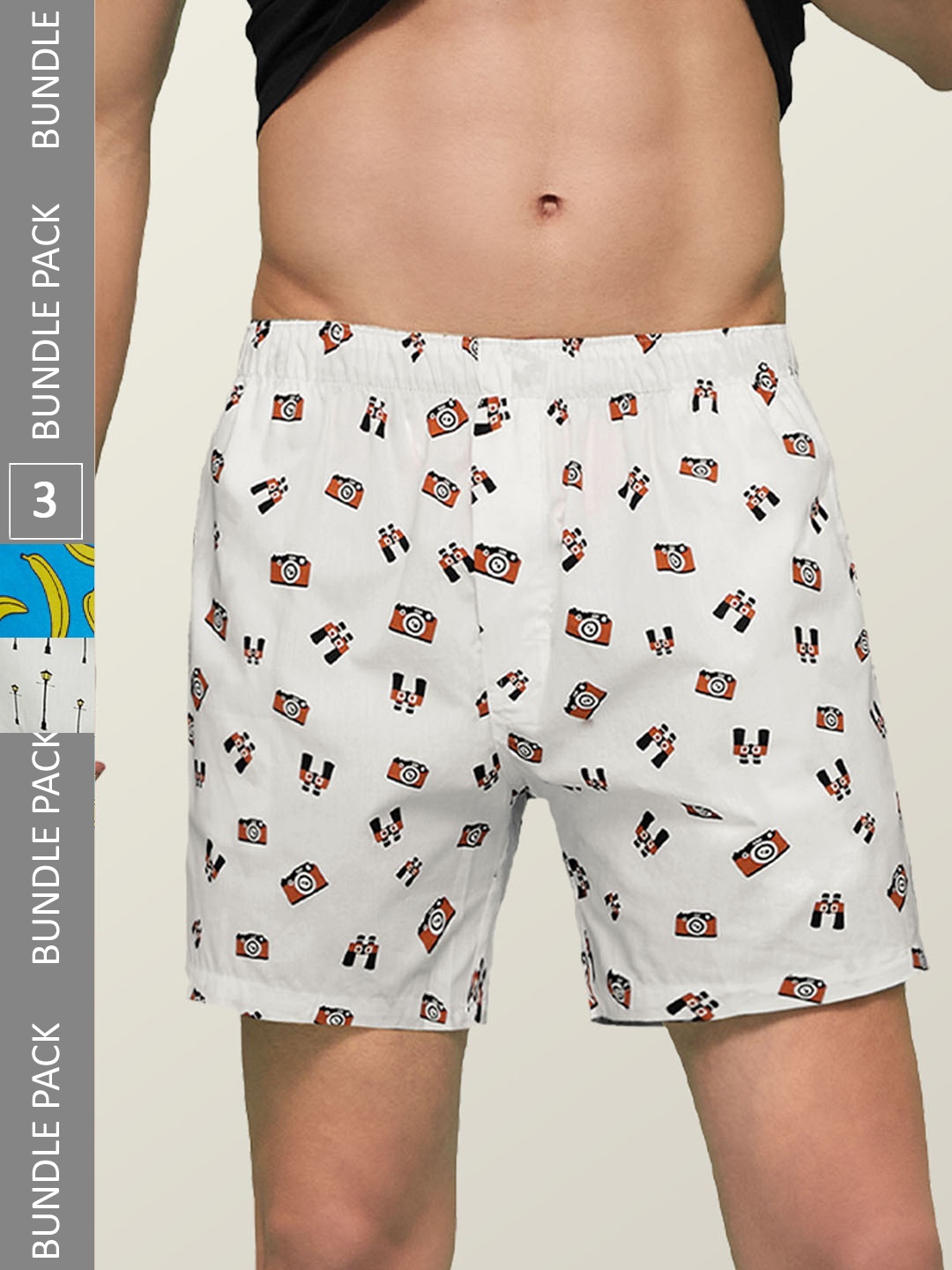 

XYXX Men's Pack of 3 Remix IntelliEaze Super Combed Cotton Boxers, White