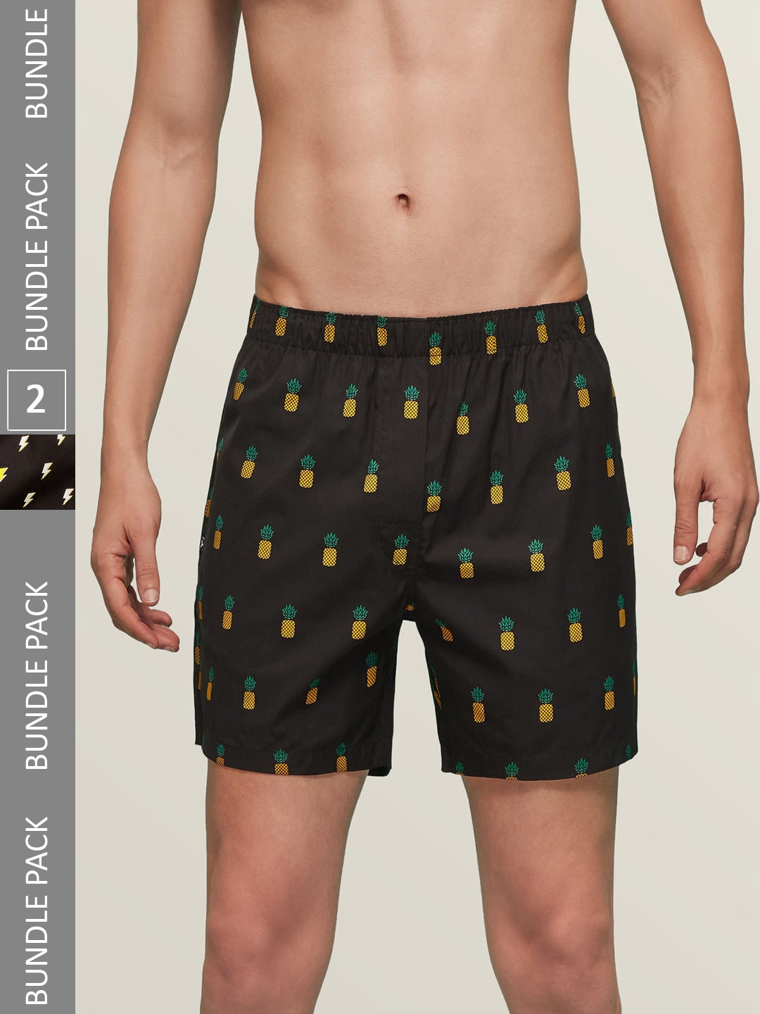 

XYXX Men Pack of 2 Remix IntelliEaze Super Combed Cotton Boxers, Black