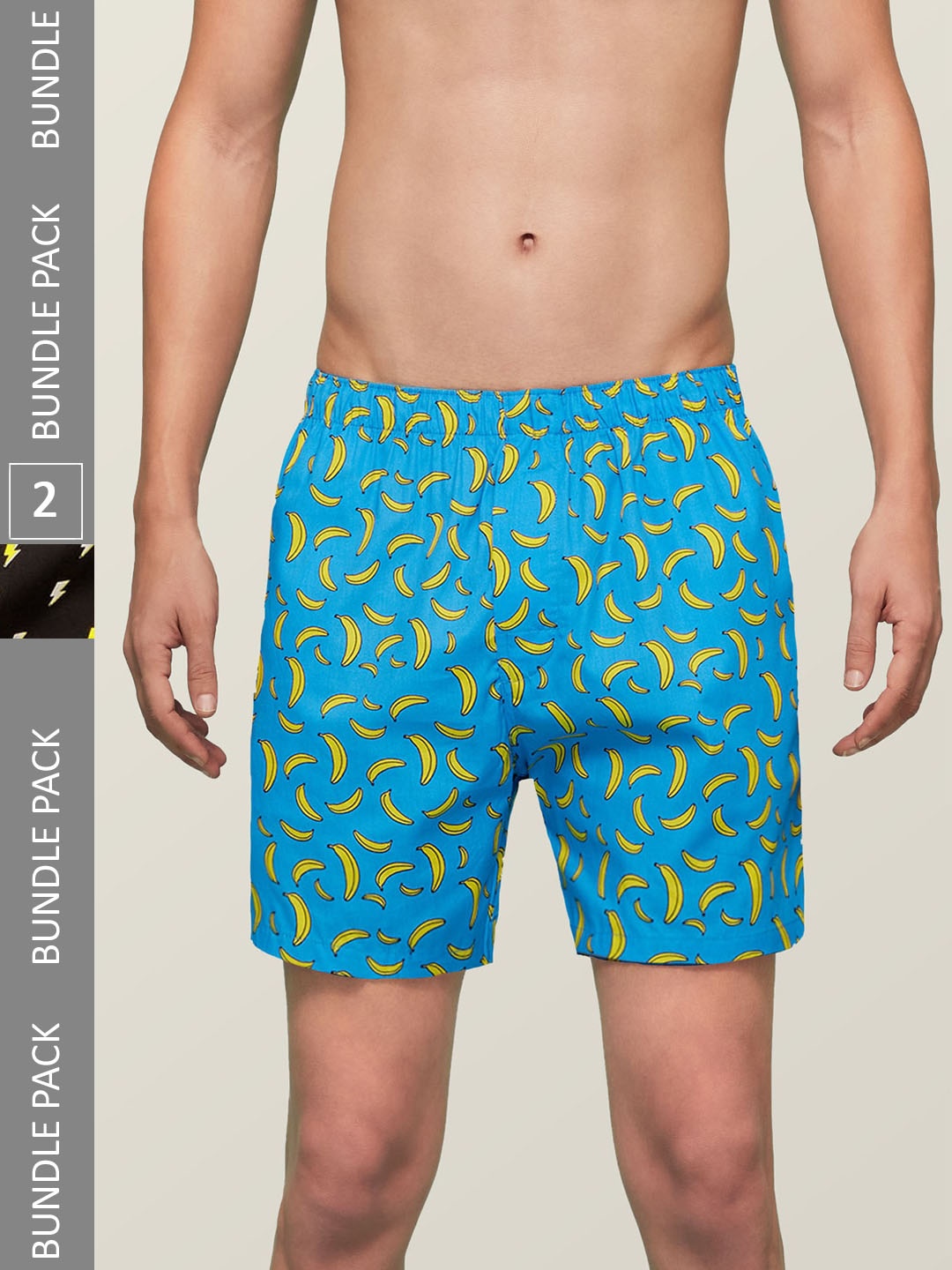 

XYXX Pack of 2 Remix IntelliEaze Super Combed Cotton Boxers, Blue