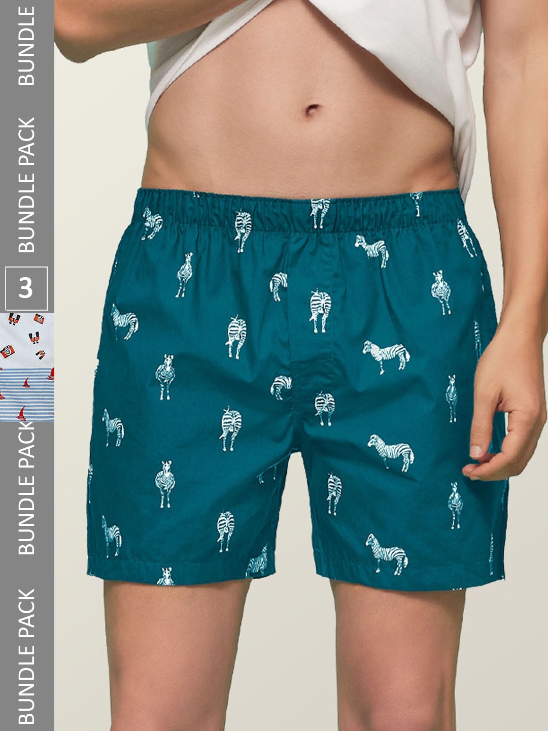 

XYXX Men Pack of 3 Remix IntelliEaze Anti-microbial Printed Cotton XYBOX3PCKN56_, Teal