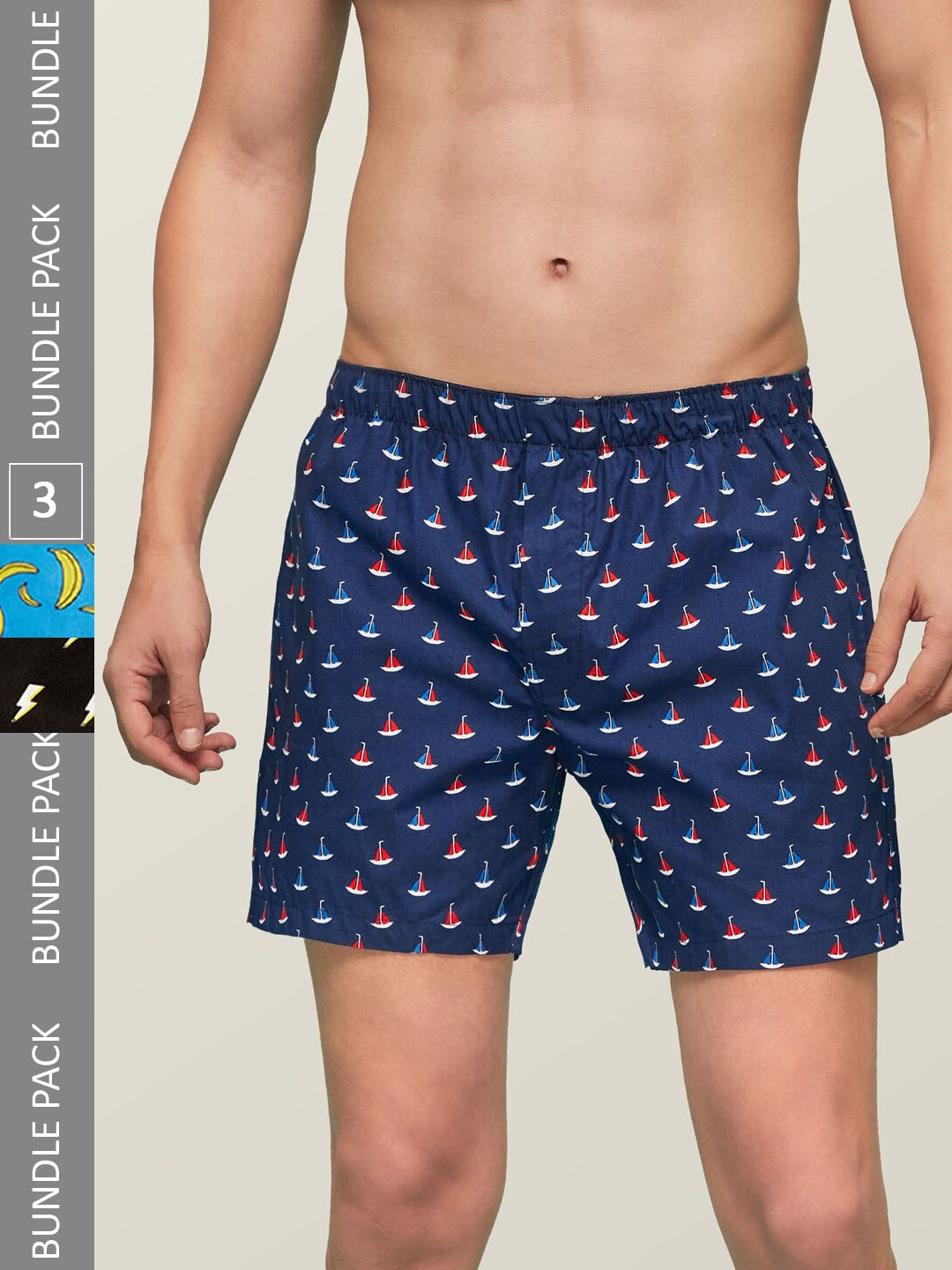 

XYXX Pack Of 3 Remix IntelliEaze Printed Anti-Microbial Cotton Boxers XYBOX3PCKN71, Blue
