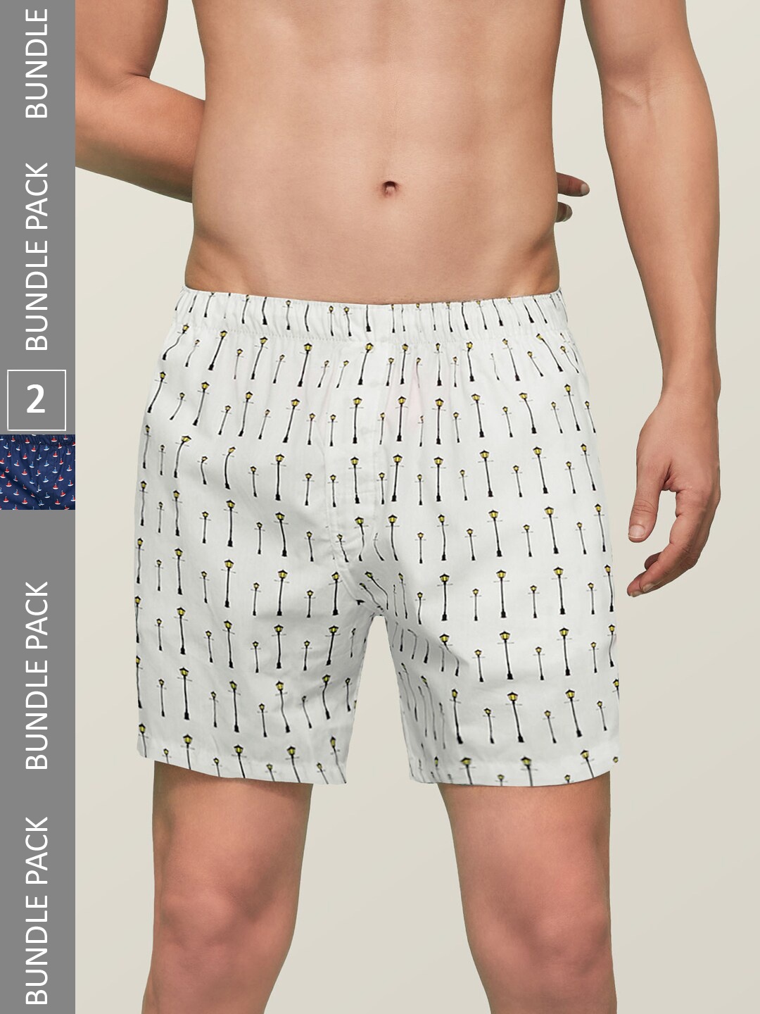 

XYXX Men Pack of 2 Remix IntelliEaze Super Combed Cotton Boxers, White