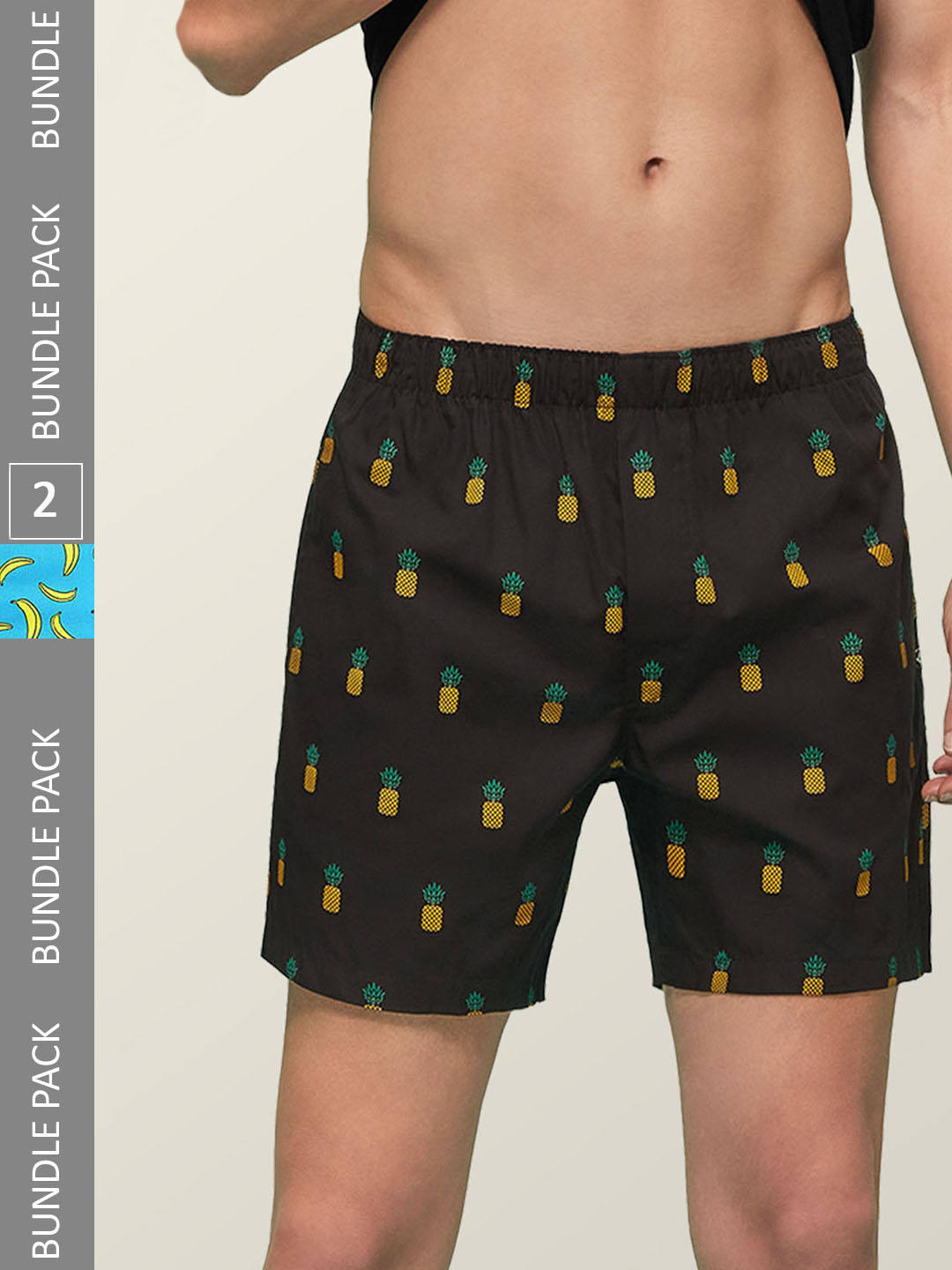 

XYXX Men's Pack of 2 Remix IntelliEaze Super Combed Cotton Boxers XYBOX2PCKN87_, Black