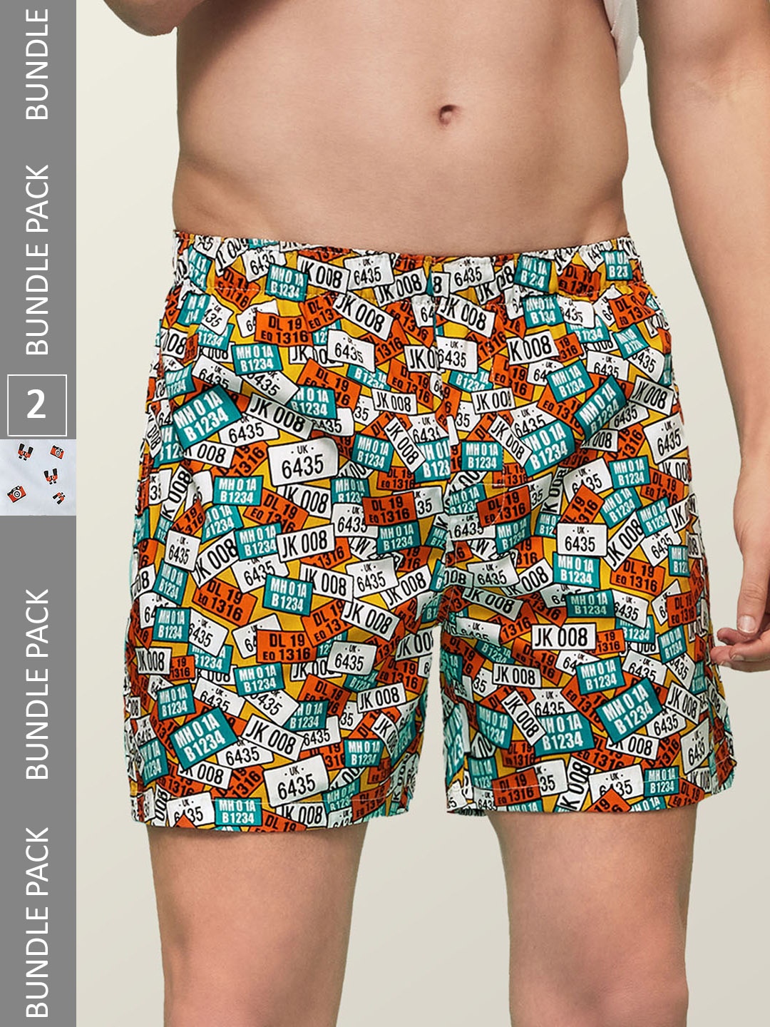 

XYXX Men's Pack of 2 Remix IntelliEaze Super Combed Cotton Boxers, White