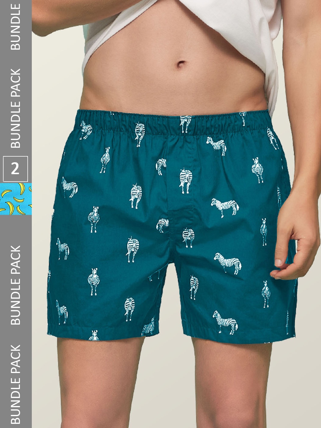 

XYXX Men's Pack of 2 Remix IntelliEaze Super Combed Cotton Boxers, Green