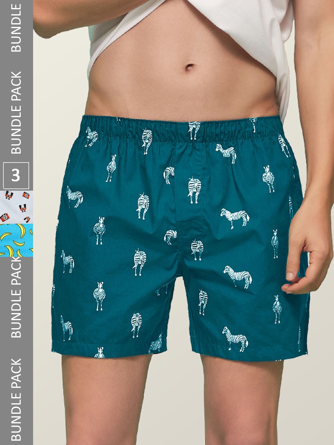 

XYXX Pack Of 3 Printed Remix IntelliEaze Super Combed Cotton Boxer Shorts XYBOX3PCKN126_, Green