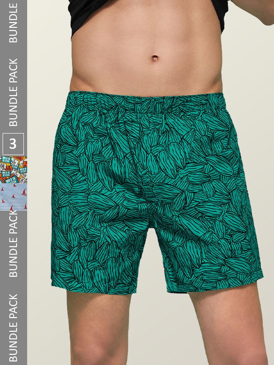 

XYXX Men's Pack of 3 Remix IntelliEaze Super Combed Cotton Boxers, Green