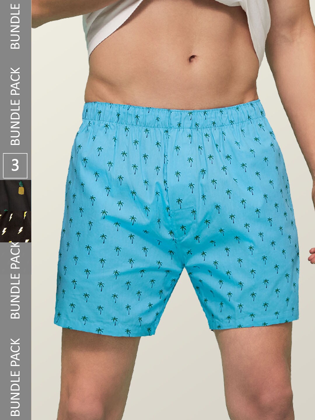 

XYXX Pack Of 3 Remix IntelliEaze Printed Light weight Cotton Boxers XYBOX3PCKN74_, Blue