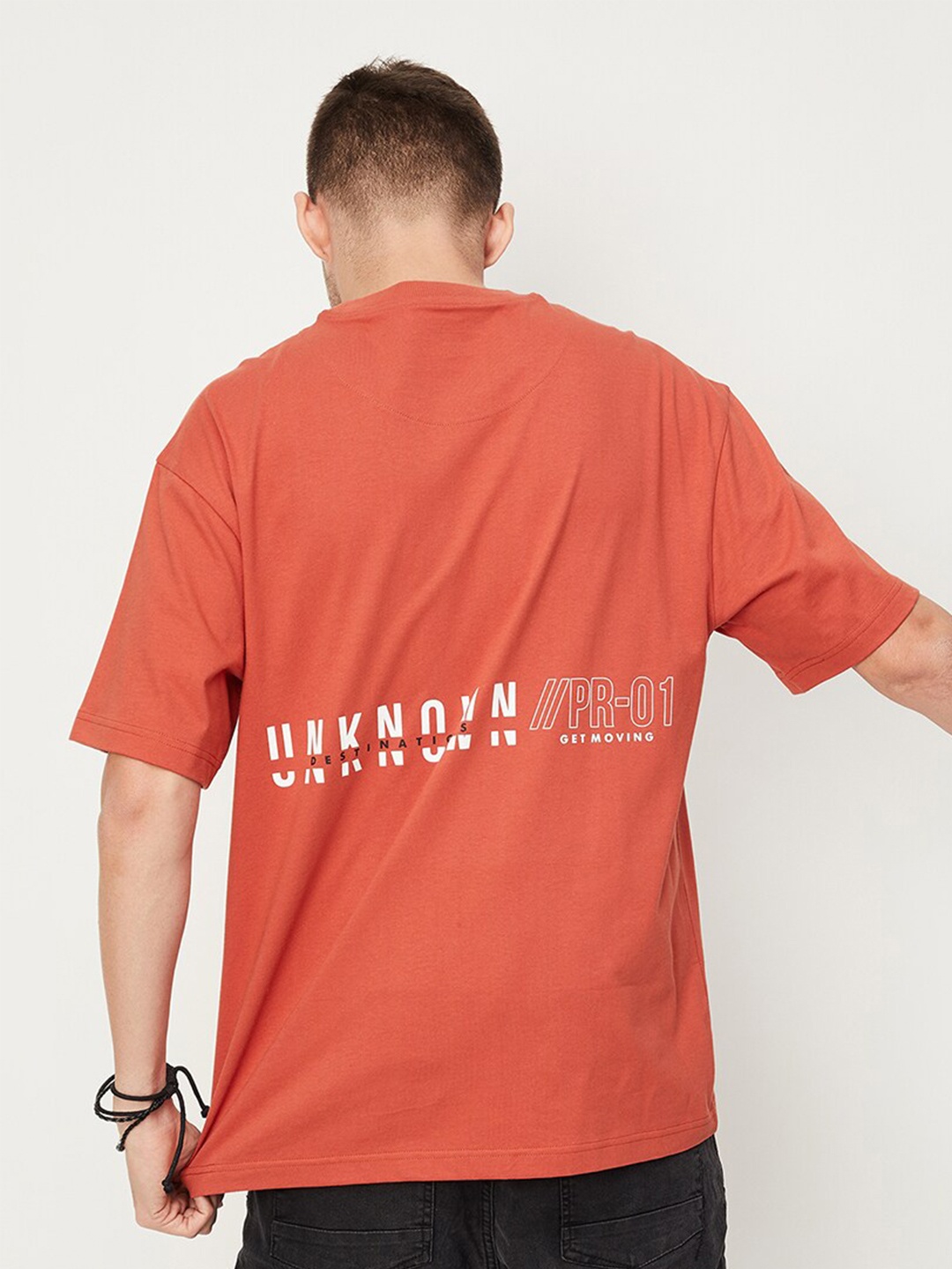 

max Typography Printed Oversize Cotton T-shirt, Red
