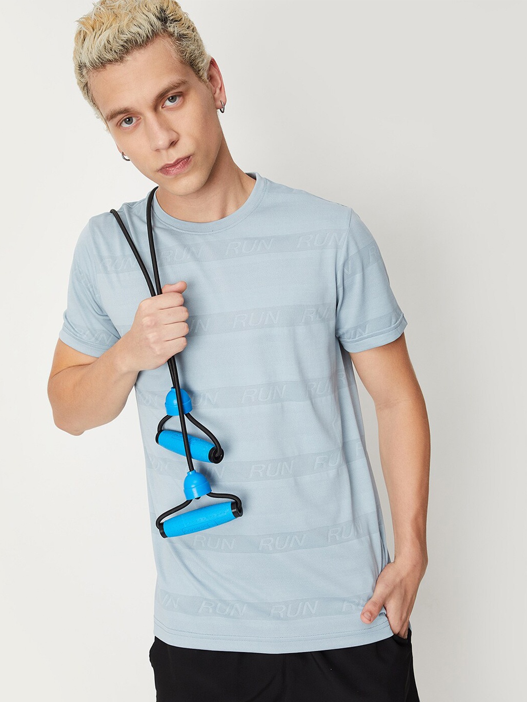 

max Striped Round Neck T-shirt, Blue