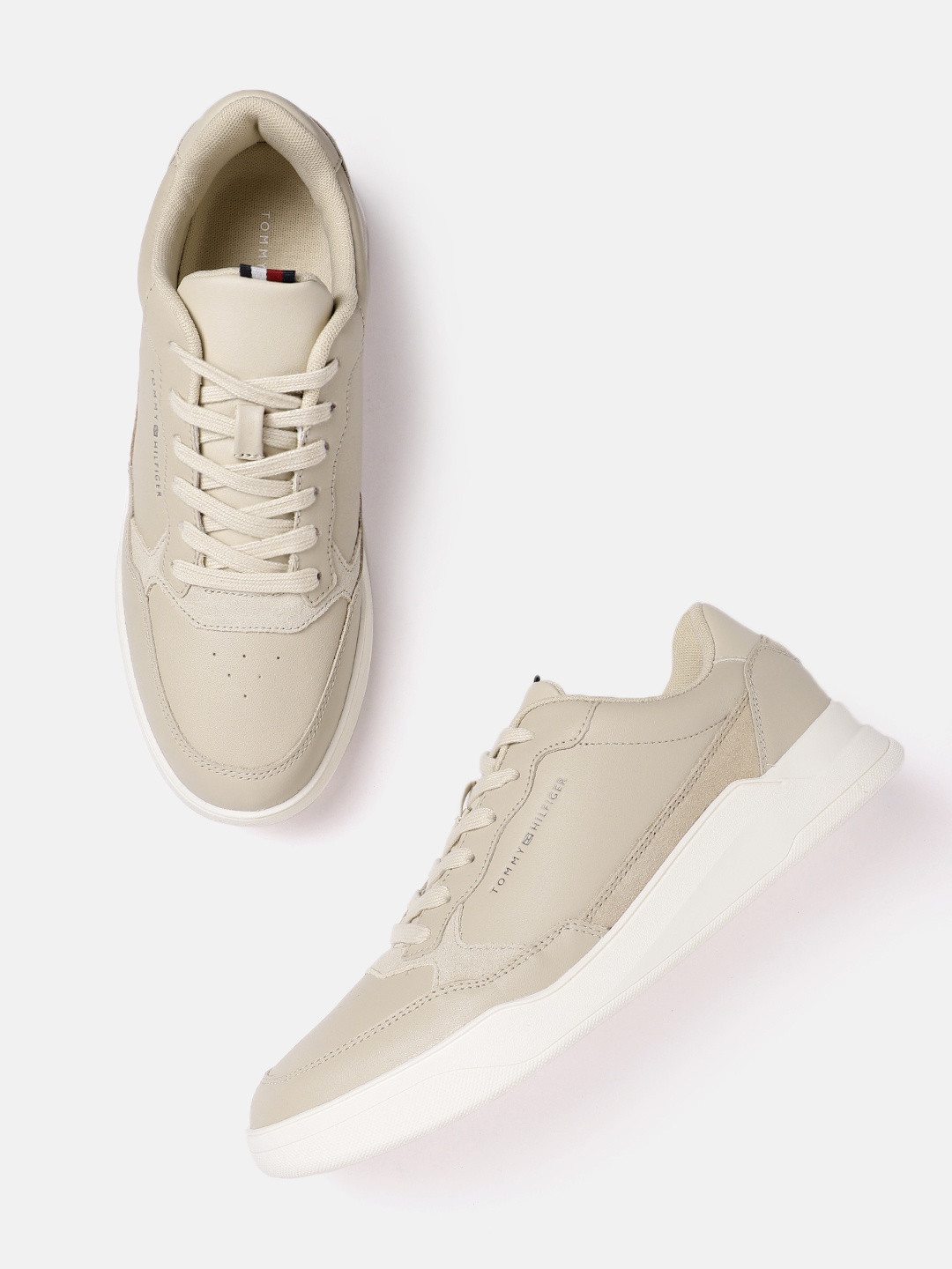 

Tommy Hilfiger Men Leather Everyday Sneakers, Beige