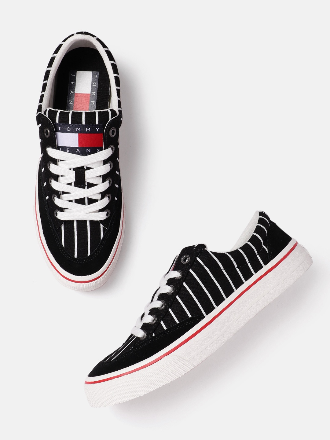 

Tommy Hilfiger Men Striped Sneakers, Black