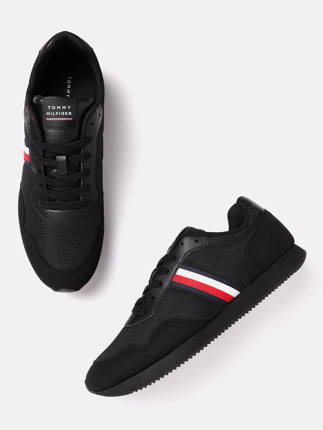 

Tommy Hilfiger Men Woven Design Sneakers, Black