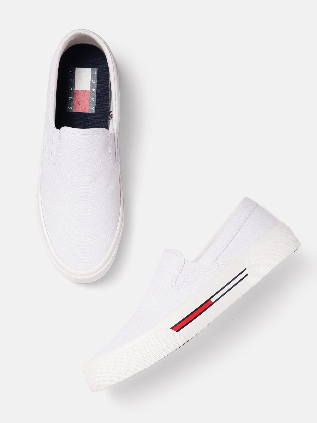 

Tommy Hilfiger Men Round Toe Slip-On Sneakers, White