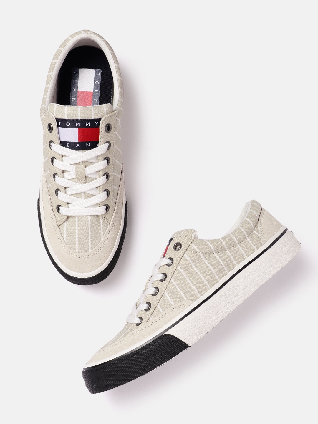 

Tommy Hilfiger Men Striped Everyday Sneakers, Beige