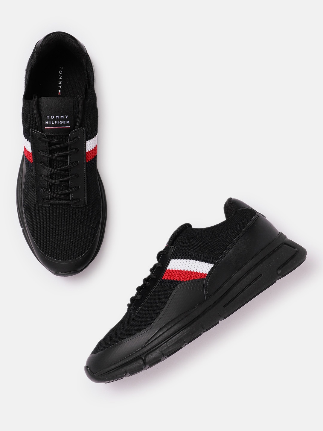 

Tommy Hilfiger Men Woven Design Lightweight Everyday Sneakers, Black