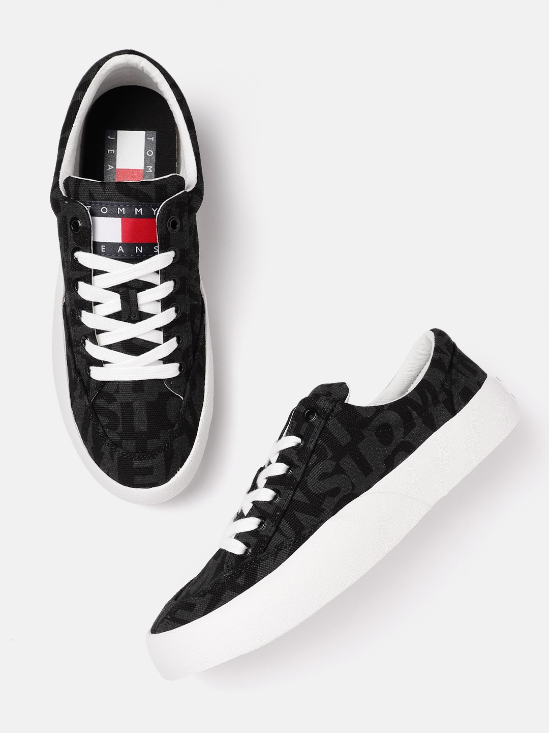 

Tommy Hilfiger Men Brand Logo Print Sneakers, Black