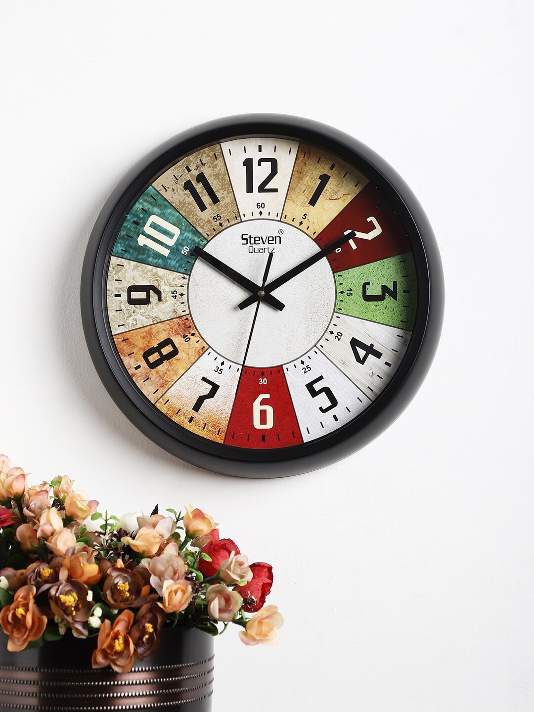 

EXIM DECOR Black & White Printed Matt Finish Antique Contemporary Analogue Wall Clock