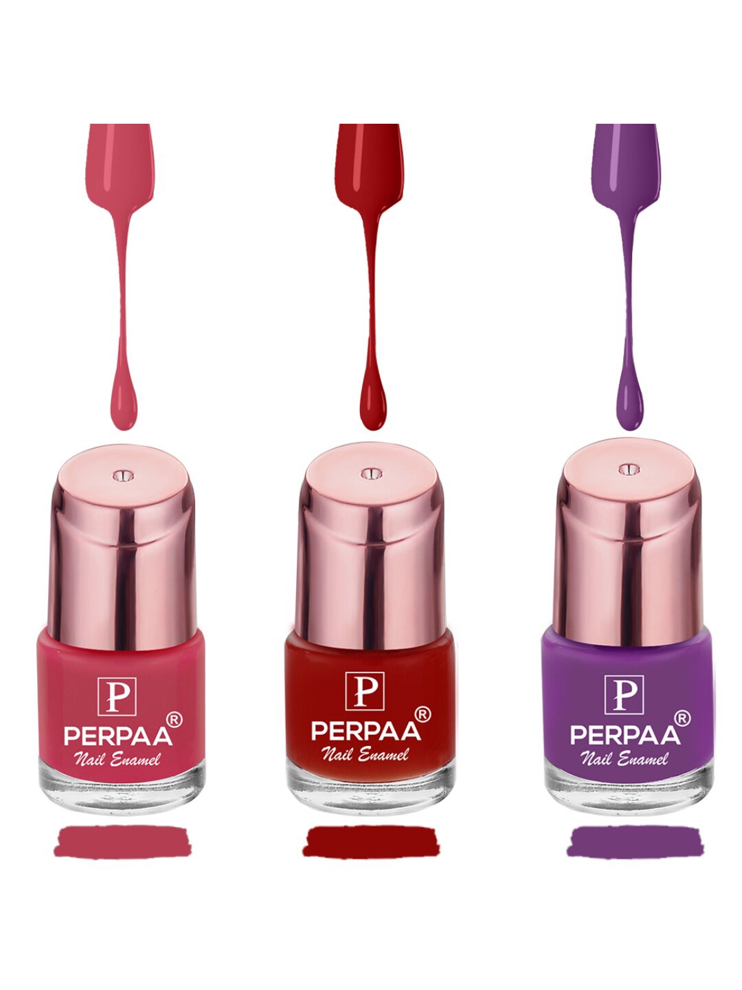 

PERPAA Set of 3 Quick-Drying Long-Lasting Gel Based Nail Polishes - 6 ml Each, Pink