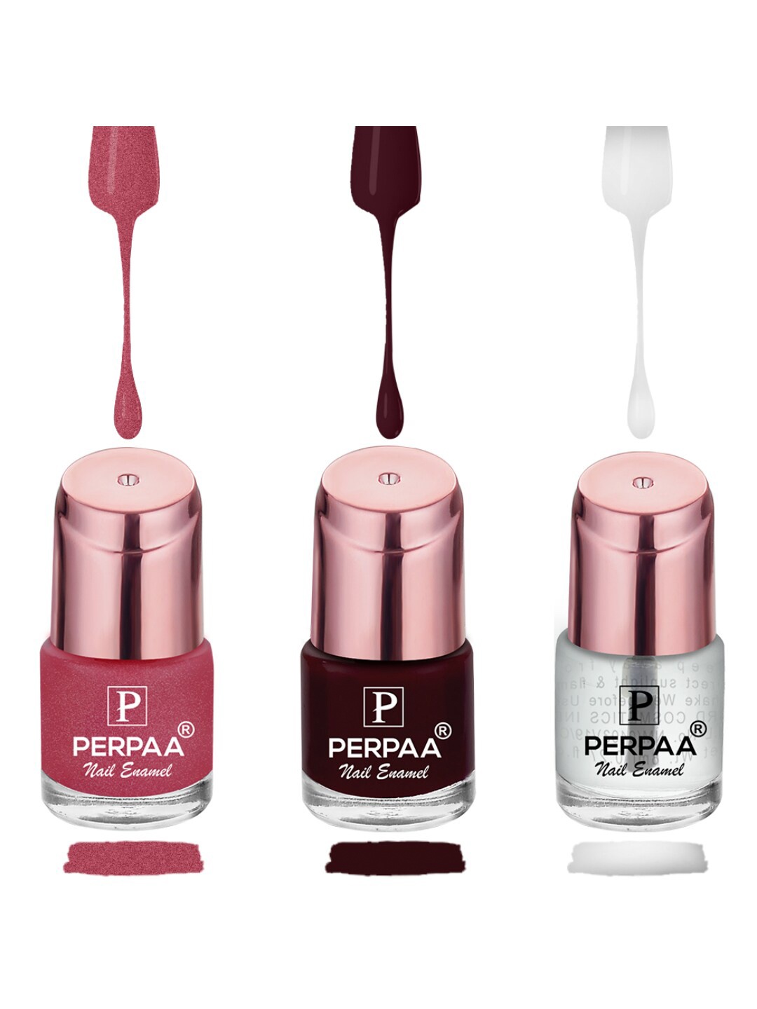 

PERPAA Set of 3 Quick-Drying Long-Lasting Gel Based Nail Polishes - 6 ml Each, Pink