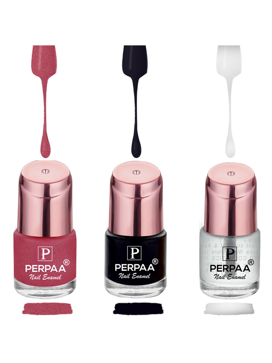 

PERPAA Set of 3 Quick-Drying Long-Lasting Gel Based Nail Polishes - 6 ml Each, Pink