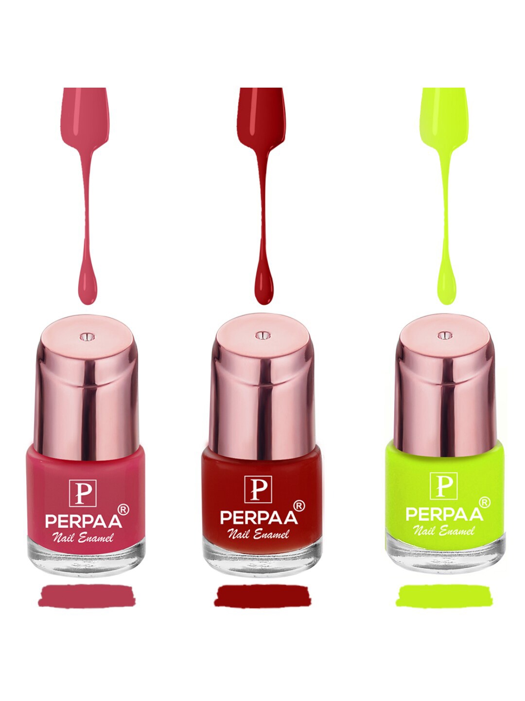 

PERPAA Set Of 3 Quick-Drying Long-Lasting Gel Based Nail Polishes - 6 ml Each, Pink