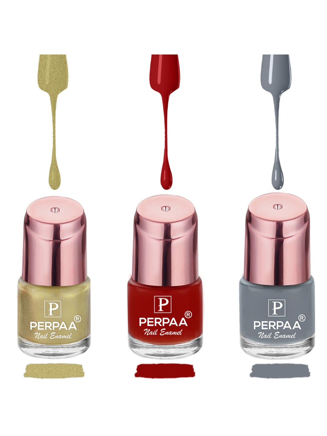 

PERPAA Set of 3 Quick-Drying Long-Lasting Gel Based Nail Polishes - 6 ml Each, Gold