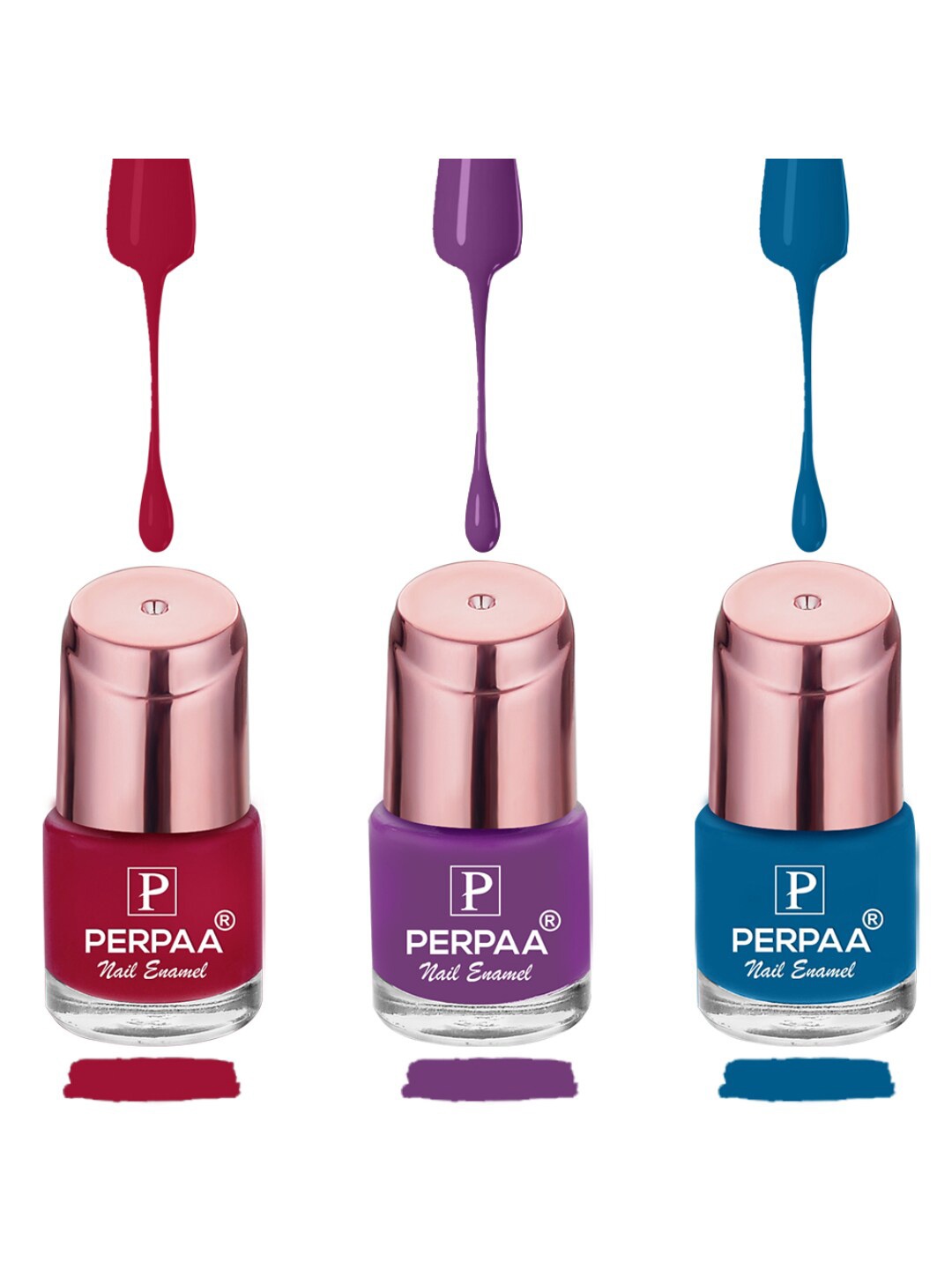 

PERPAA Set of 3 Quick-Drying Long-Lasting Gel Based Gloss Nail Polish - 6 ml each, Red