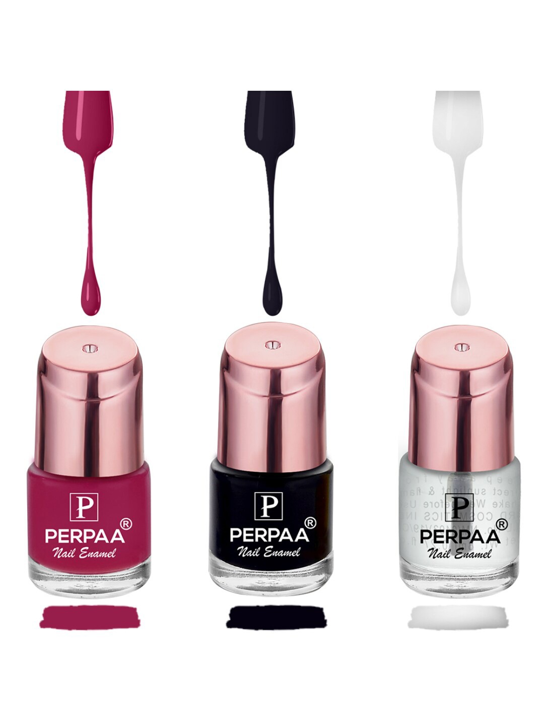 

PERPAA Set of 3 Quick-Drying Long-Lasting Gel Based Nail Polishes - 6 ml Each, Magenta