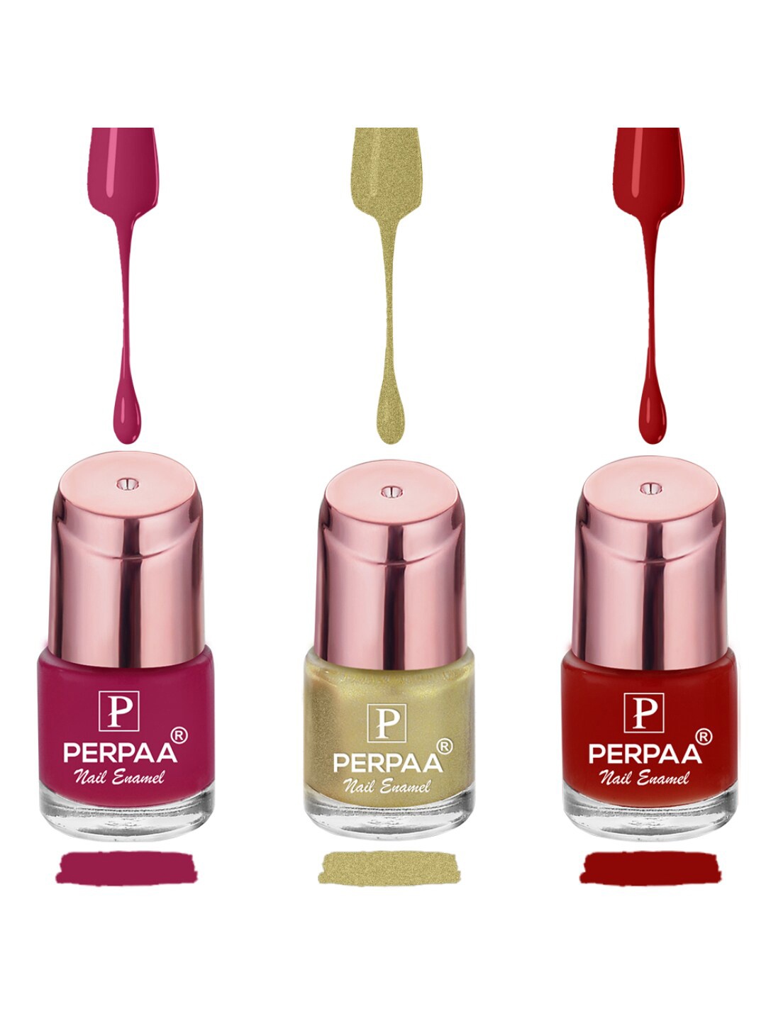 

PERPAA Set of 3 Quick-Drying Long-Lasting Gel Based Nail Polishes - 6 ml Each, Magenta