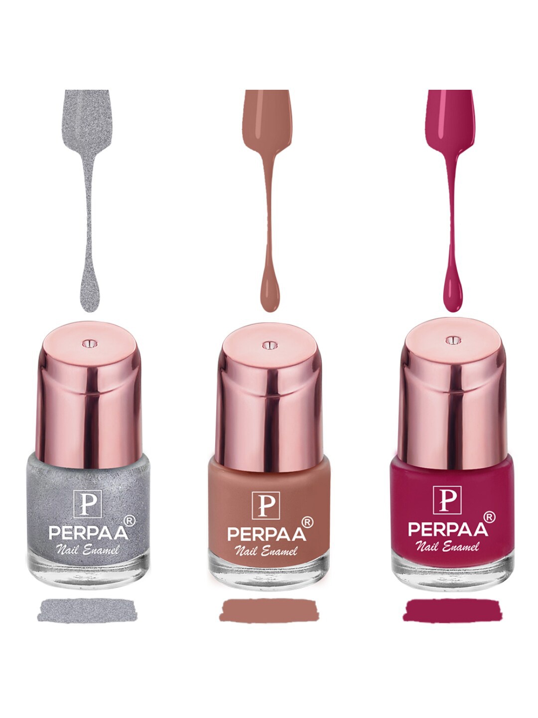 

PERPAA Set of 3 Quick-Drying Long-Lasting Gel Based Nail Polishes - 6 ml Each, Grey