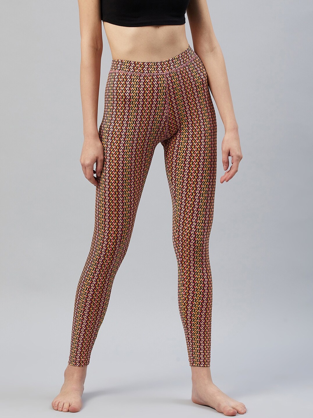 

C9 AIRWEAR Women Printed Rapid-Dry Yoga Tights, Yellow