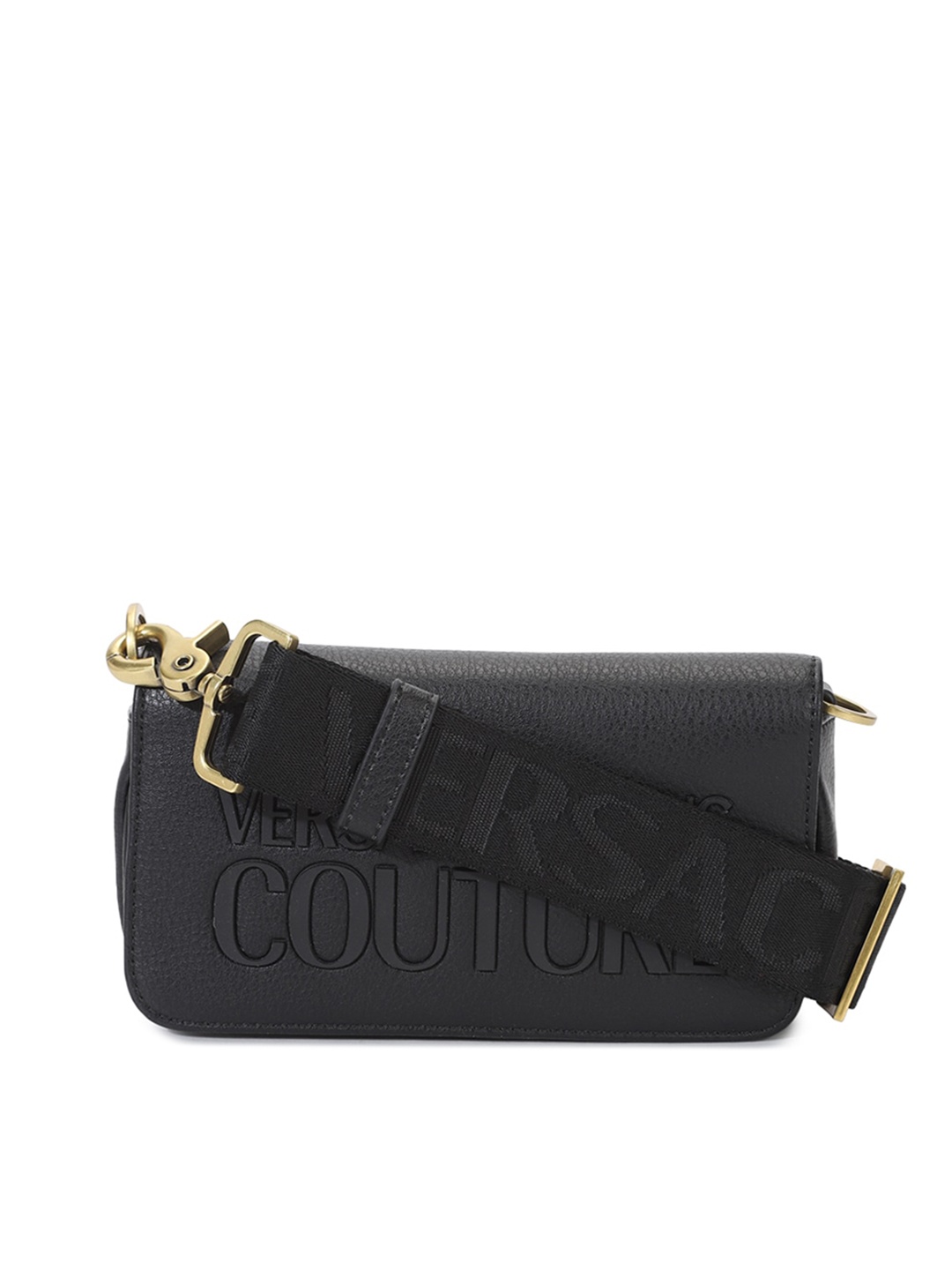 

Versace Jeans Couture Leather Structured Sling Bag, Black