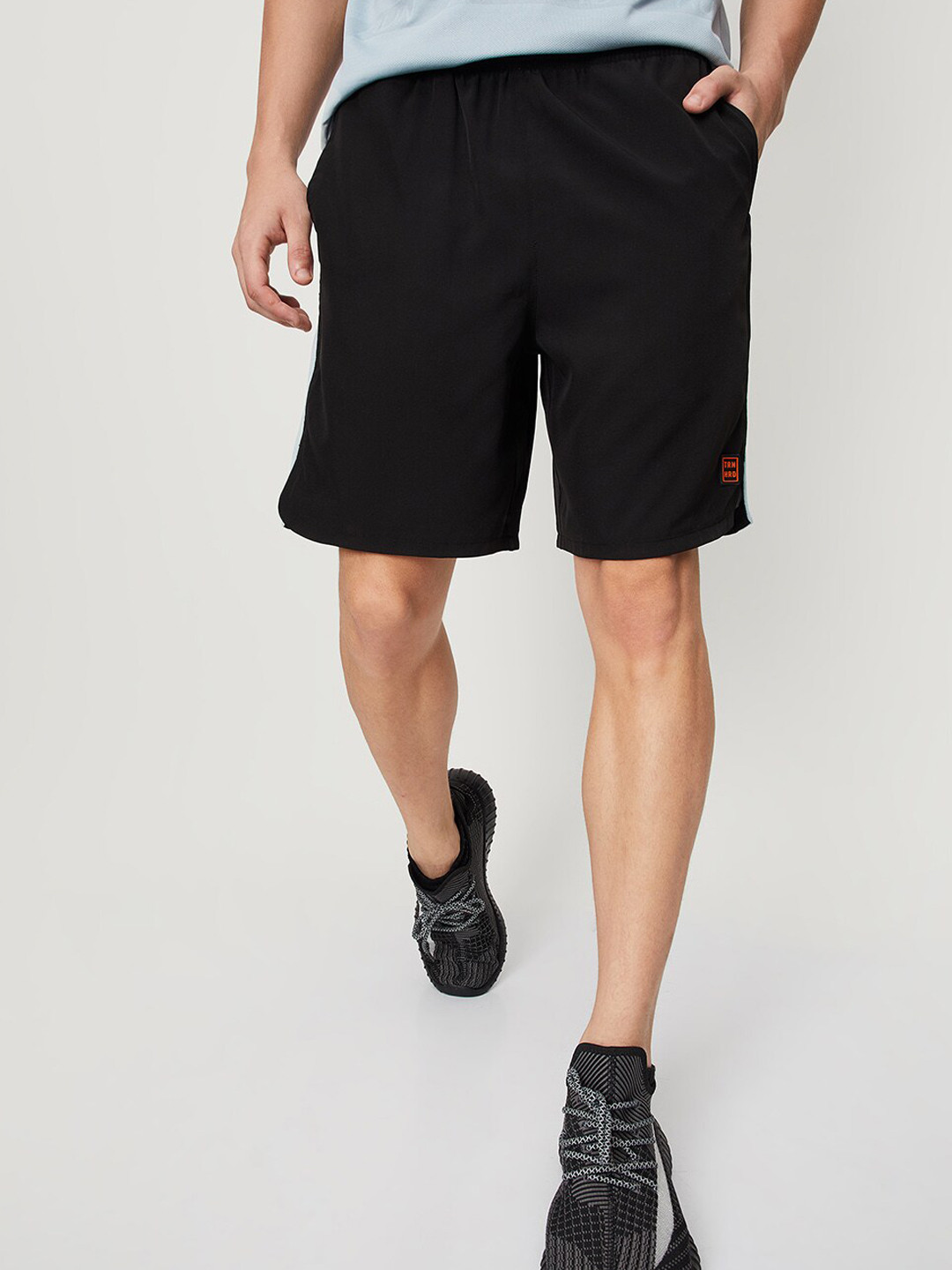 

max Men Mid-Rise Training & Gym Sports Shorts, Black