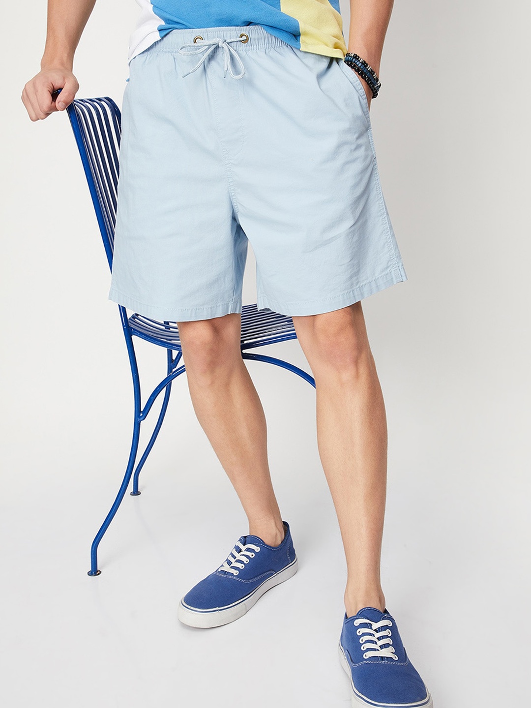 

max Men Mid Rise Cotton Shorts, Blue