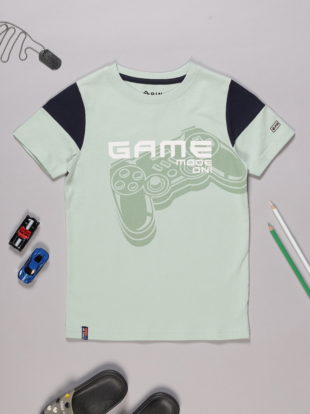 3PIN Boys Graphic Printed Cotton T-Shirt, Green