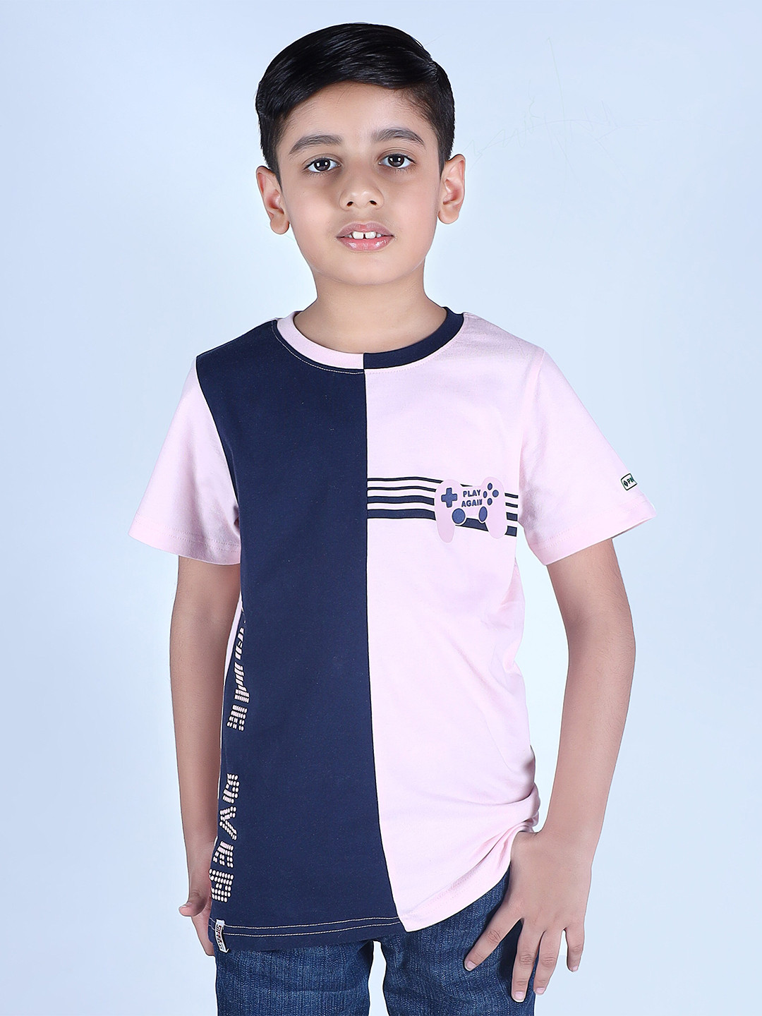 

3PIN Boys Colourblocked Cotton T-Shirt, Navy blue